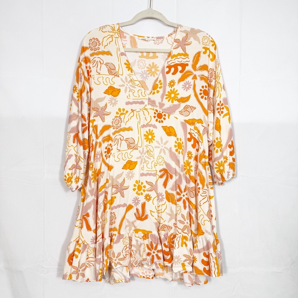 Label Of Love Sea Shell Coastal Cover Up Mini Ruffle Hem Dress Poolside Beach - Picture 2 of 10